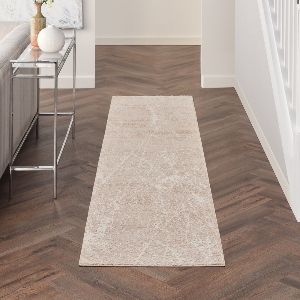 Nourison Exhale Abstract Runner Rugs EXL02 in Moca Ivory